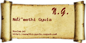 Némethi Gyula névjegykártya