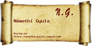 Némethi Gyula névjegykártya